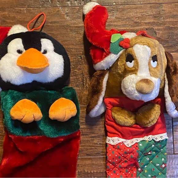 3D Penguin & Basset Hound Christmas Stockings 24” - Picture 3 of 9